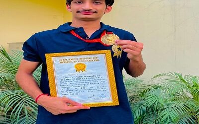 Kamal Sharma created a world record by running in Chakrasana posture and covering the fastest distance of 100 meters, name entered in Golden Book of World Records